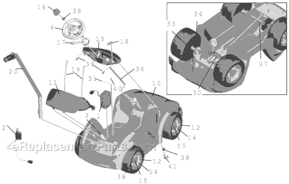 Page A Diagram and Parts List for G2580  Power Wheels Ride-On Cars